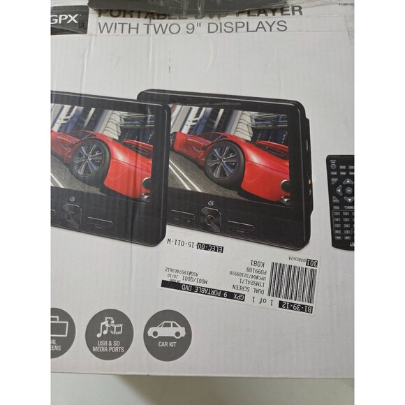 GPX Portable DVD Player With Two 9" Displays & Remote Control - Picture 2 of 6